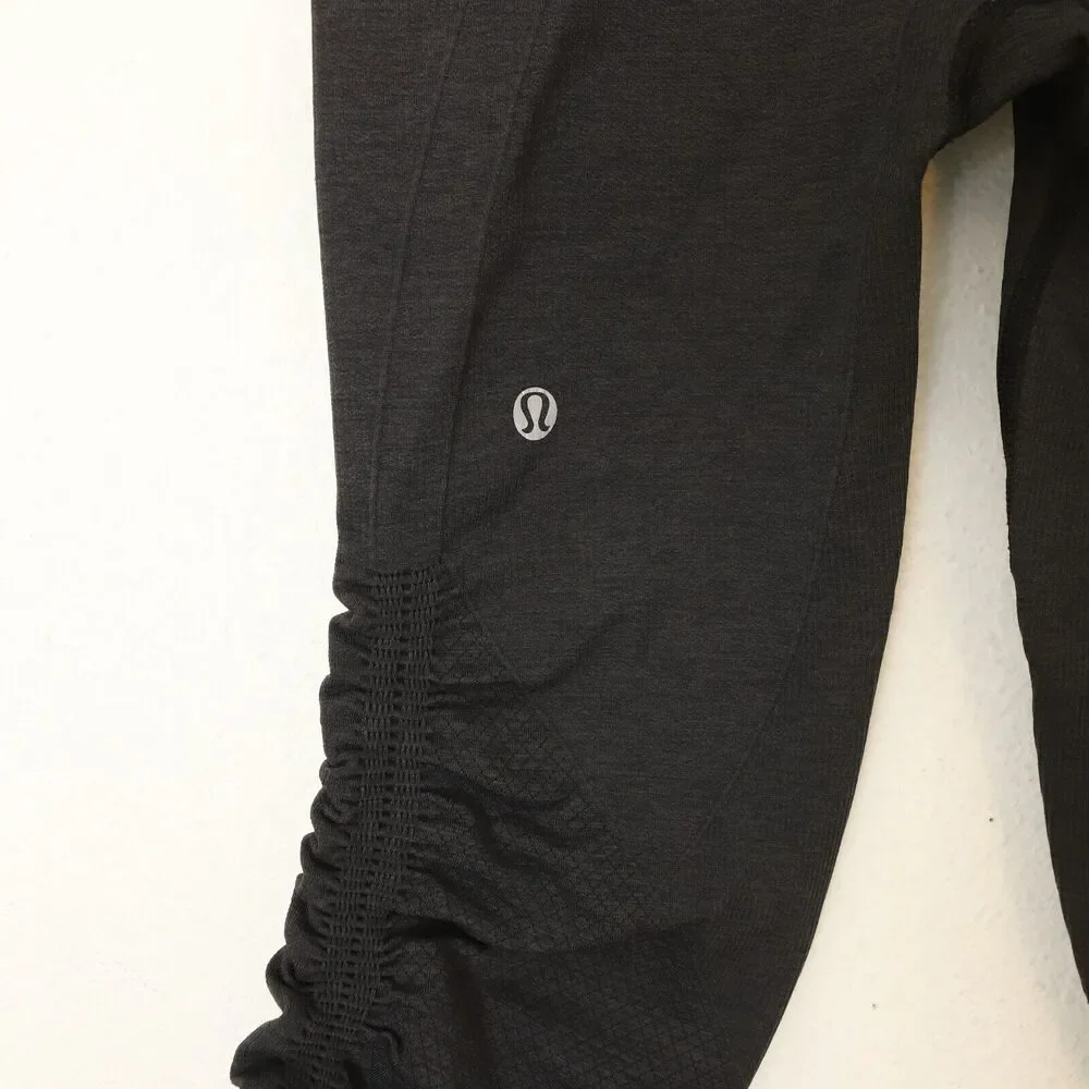LULULEMON In The Flow Crop II Capri Legging 4 Deep Coal Gray Pull On EUC B62